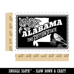 Alabama Cotton State Camellia Yellowhammer United States Rectangle Rubber Stamp for Stamping Crafting