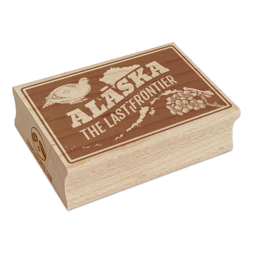 Alaska The Last Frontier Forget-Me-Not Willow Ptarmigan United States Rectangle Rubber Stamp for Stamping Crafting