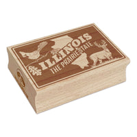 Illinois Prairie Cardinal White-tailed Deer Oak United States Rectangle Rubber Stamp for Stamping Crafting
