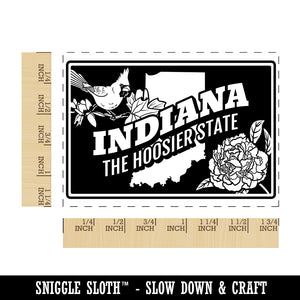 Indiana Hoosier Peony Cardinal Tulip Tree United States Rectangle Rubber Stamp for Stamping Crafting