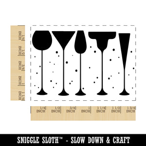 Cocktail Glasses Silhouette Happy Hour Rectangle Rubber Stamp for Stamping Crafting