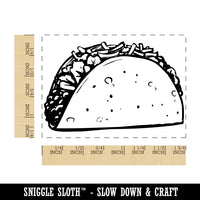 Detailed Taco Sketch Mexican Cuisine Food Rectangle Rubber Stamp for Stamping Crafting