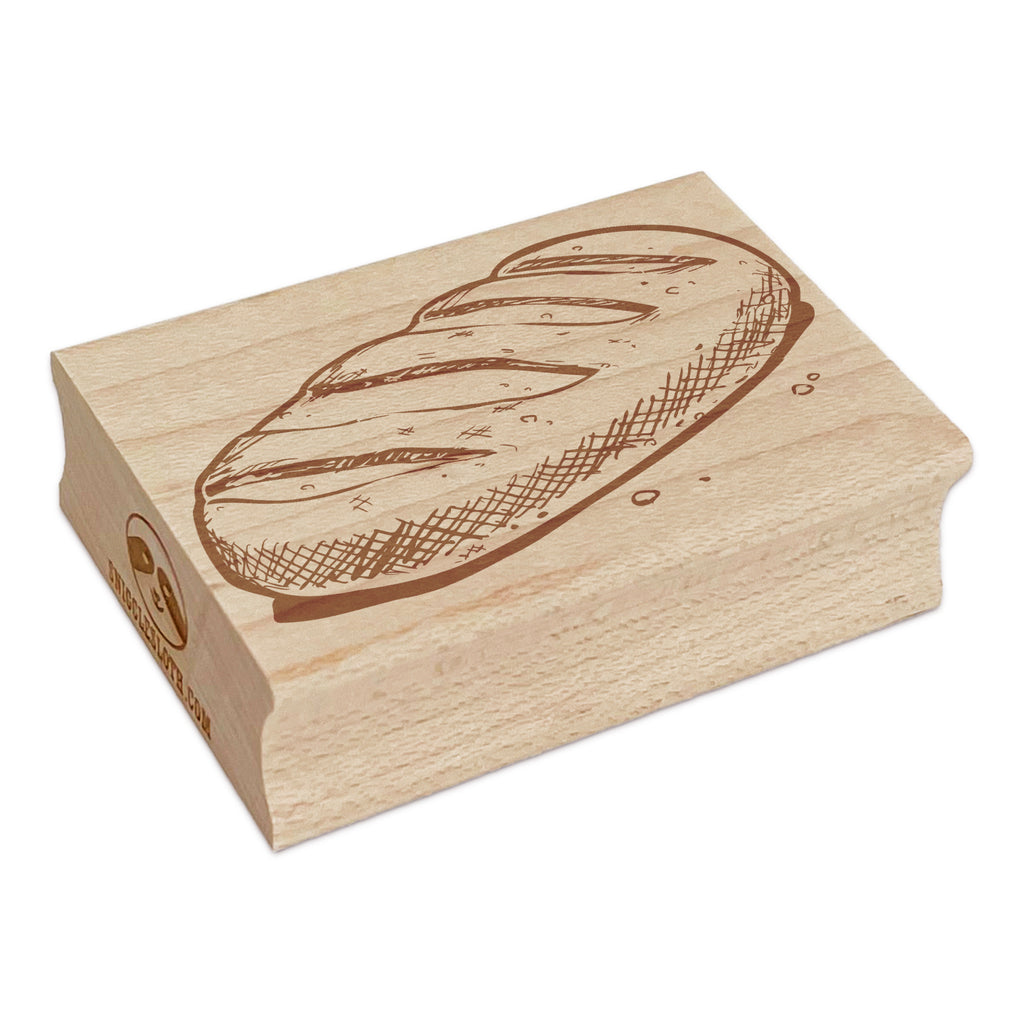 Scrumptious Loaf Sketch French Bread Baguette Bakery Rectangle Rubber Stamp for Stamping Crafting