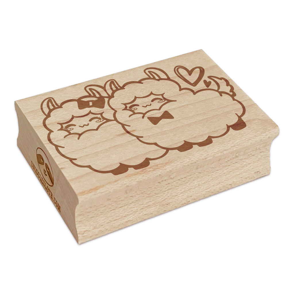Smitten Llama Alpaca Couple Love Rectangle Rubber Stamp for Stamping Crafting