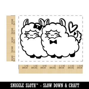 Smitten Llama Alpaca Couple Love Rectangle Rubber Stamp for Stamping Crafting