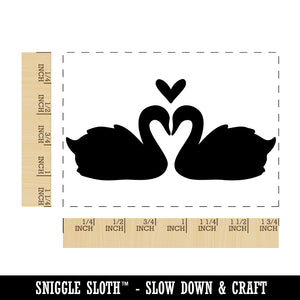 Two Mirrored Swans Silhouette Love Rectangle Rubber Stamp for Stamping Crafting