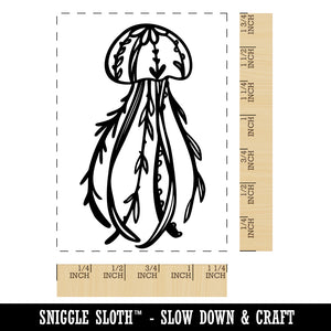 Floral Jellyfish Rectangle Rubber Stamp for Stamping Crafting