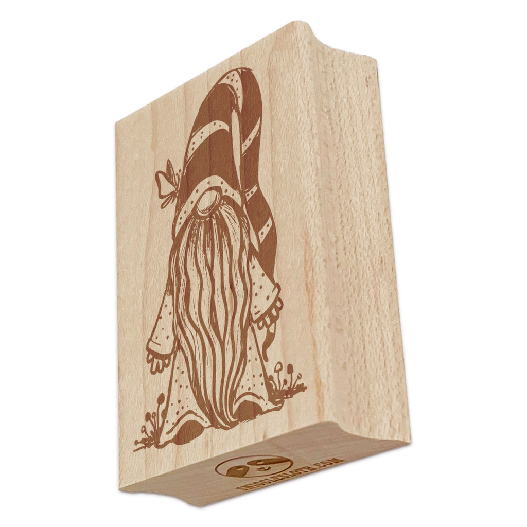 Garden Gnome with Super Long Striped Hat Sketch Rectangle Rubber Stamp for Stamping Crafting