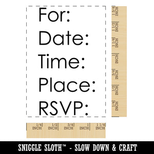 Invitation Party RSVP Rectangle Rubber Stamp for Stamping Crafting
