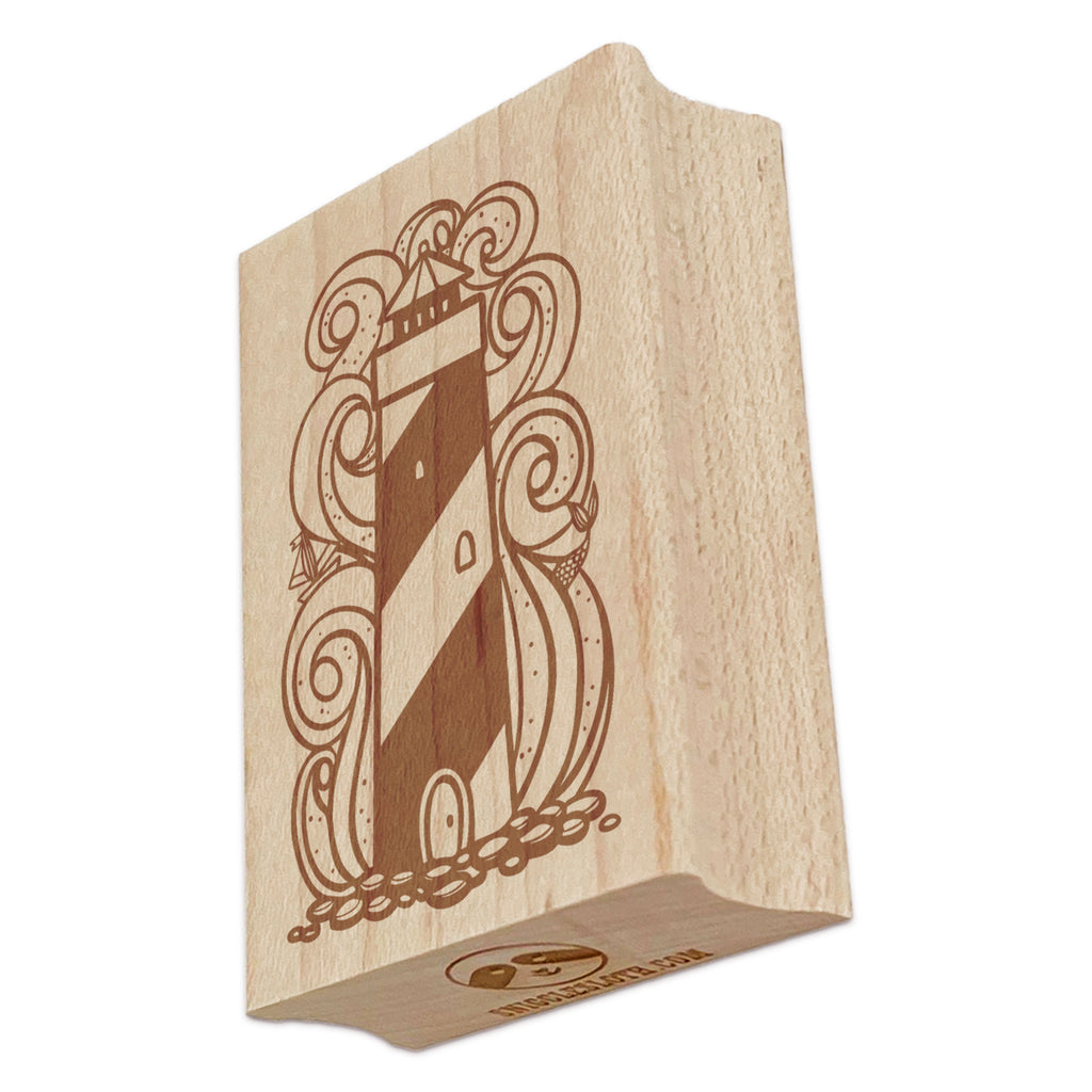 Lighthouse Stylized Crashing Waves Mermaid Sailboat Rectangle Rubber Stamp for Stamping Crafting
