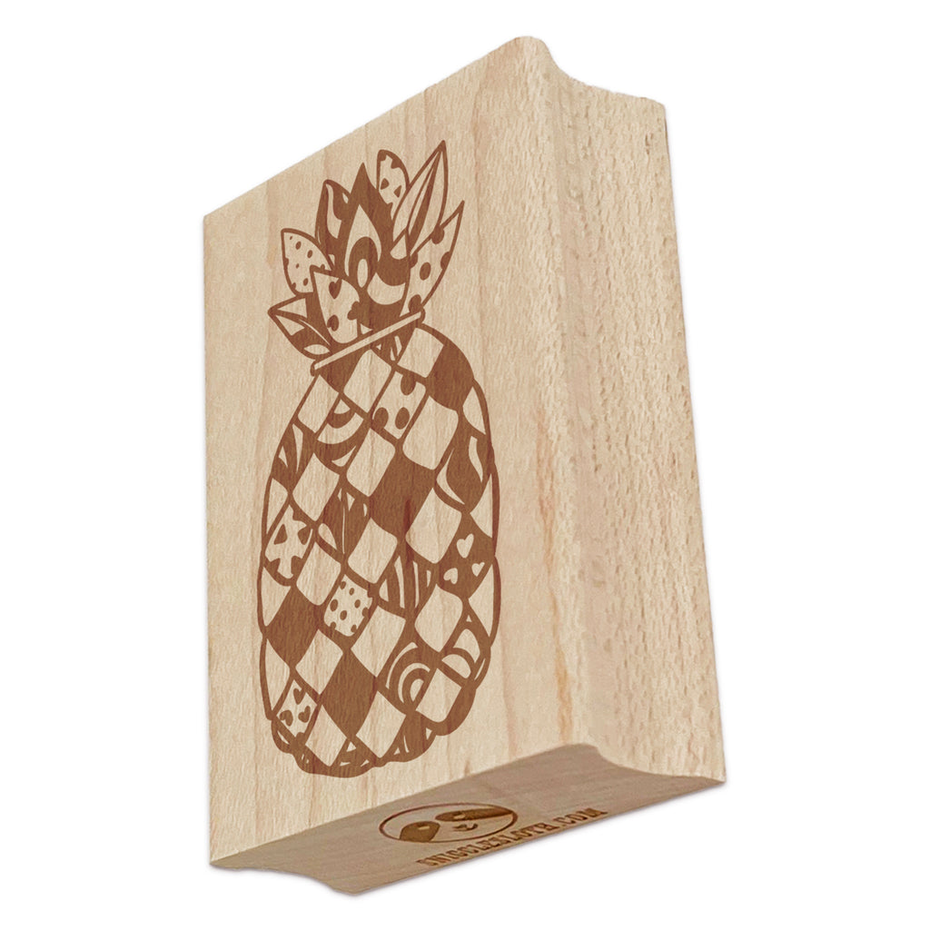 Quirky Patterned Pineapple Rectangle Rubber Stamp for Stamping Crafting