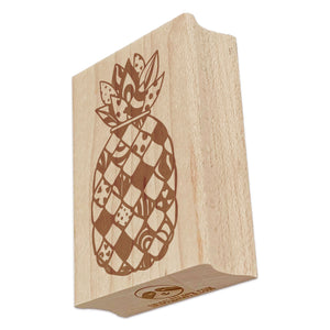 Quirky Patterned Pineapple Rectangle Rubber Stamp for Stamping Crafting