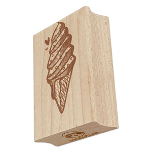 Soft Serve Ice Cream Cone Rectangle Rubber Stamp for Stamping Crafting