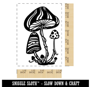 Trippy Toadstool Mushrooms Rectangle Rubber Stamp for Stamping Crafting