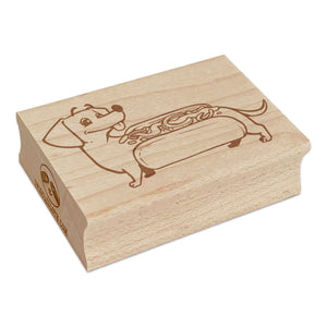 Dachshund Dashing Hot Dog Wiener Rectangle Rubber Stamp for Stamping Crafting