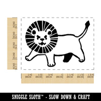 Ferocious and Adorable Little Maned Lion Rectangle Rubber Stamp for Stamping Crafting