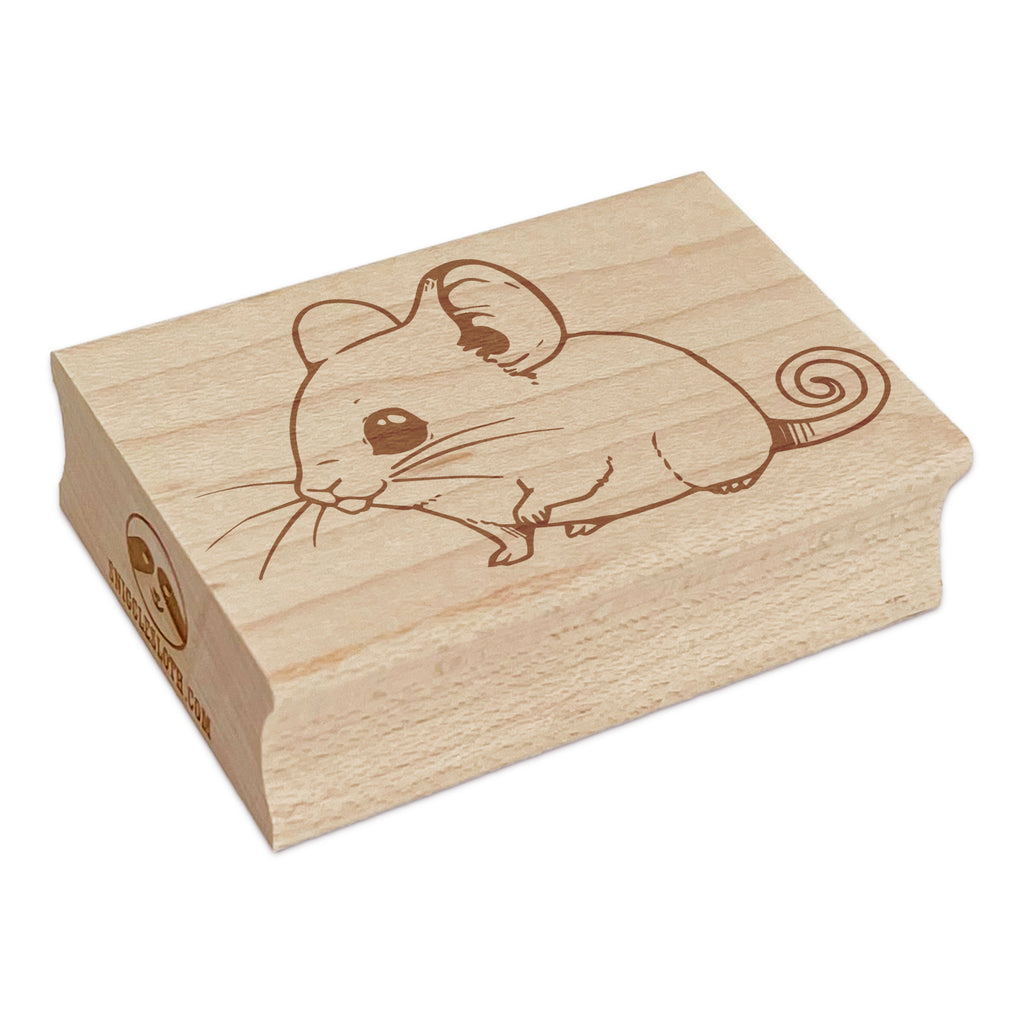Field Mouse Rodent with Curled Tail Rectangle Rubber Stamp for Stamping Crafting