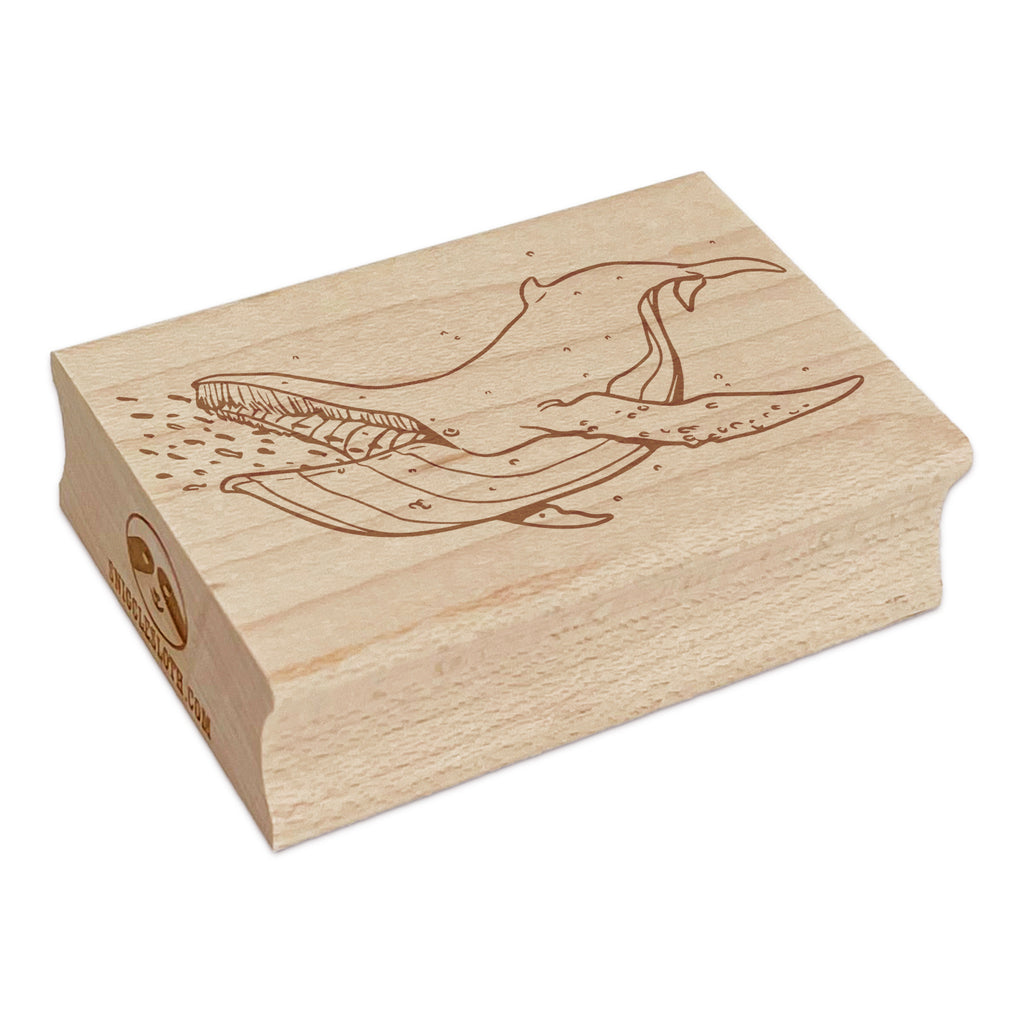 Humpback Whale Eating Small Fish and Krill Rectangle Rubber Stamp for Stamping Crafting