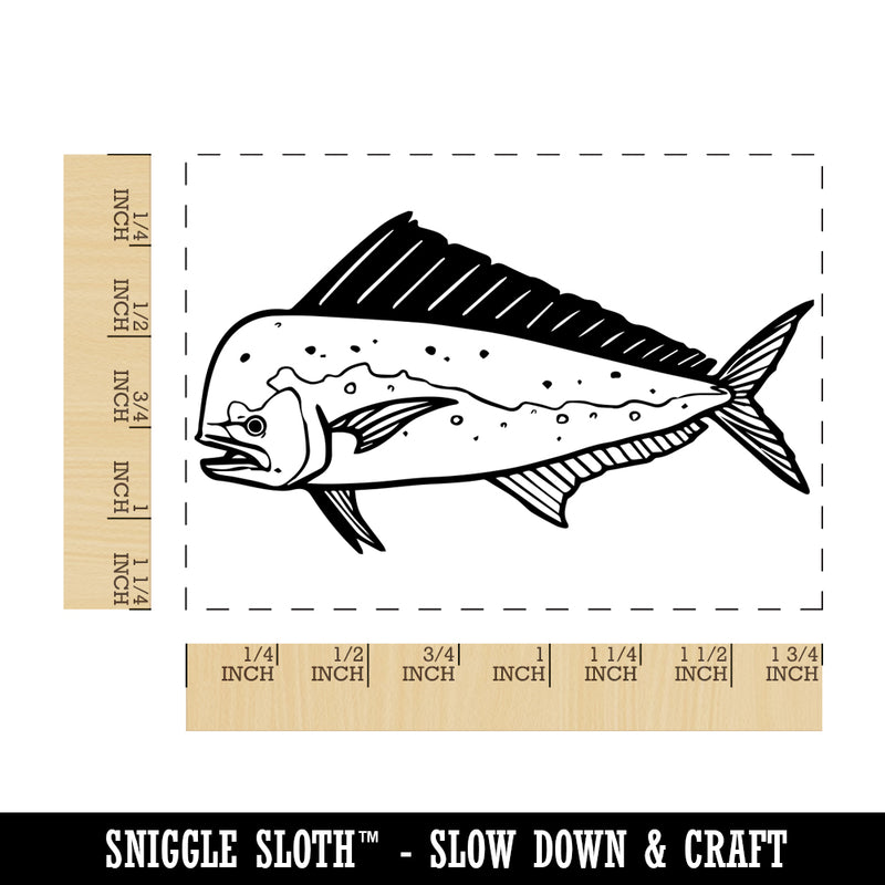 Mahi Mahi Dolphin Fish Dorado Rectangle Rubber Stamp for Stamping Crafting
