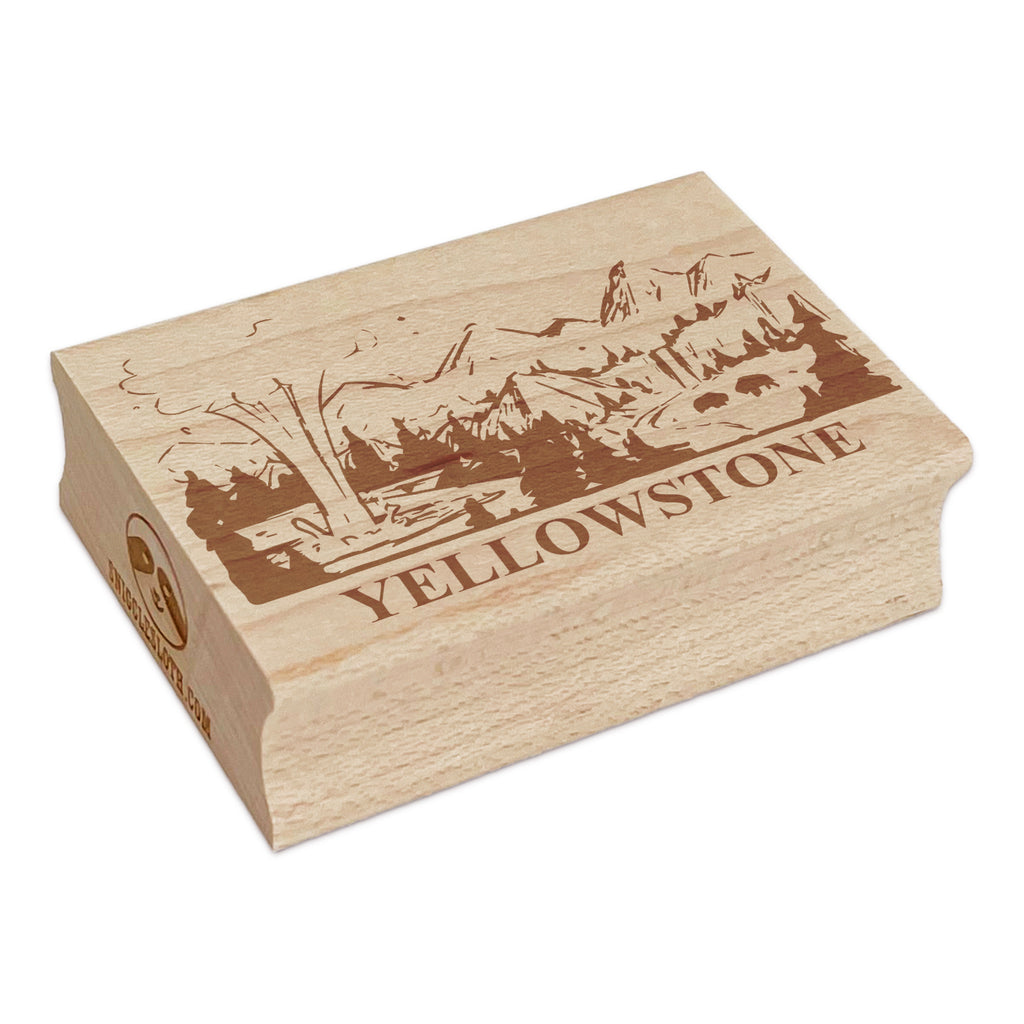 National Park Yellowstone Rectangle Rubber Stamp for Stamping Crafting