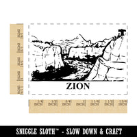 National Park Zion Rectangle Rubber Stamp for Stamping Crafting