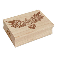 Norse Tribal Raven Crow Bird with Spread Wings Rectangle Rubber Stamp for Stamping Crafting