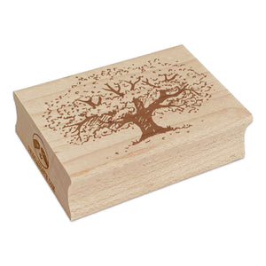 Sketchy Detailed Tree with Leaves Rectangle Rubber Stamp for Stamping Crafting