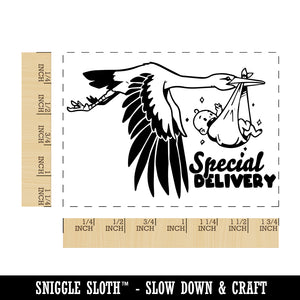 Special Delivery Stork with Newborn Baby Rectangle Rubber Stamp for Stamping Crafting