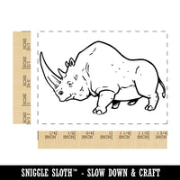 Square Lipped White Rhinoceros with Huge Horn Rectangle Rubber Stamp for Stamping Crafting