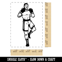 Boxer Boxing Man Athlete Pugilist Fighter Rectangle Rubber Stamp for Stamping Crafting