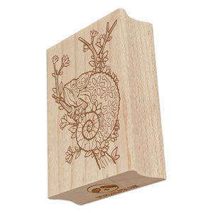 Camouflaged Chameleon Lizard Hiding in Flowers Rectangle Rubber Stamp for Stamping Crafting