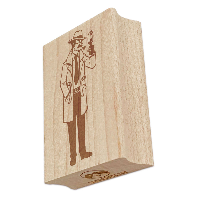 Detective Private Eye Inspector with Hourglass and Trench Coat Rectangle Rubber Stamp for Stamping Crafting