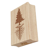 Elegant Evergreen Pine Tree with Reflected Roots Rectangle Rubber Stamp for Stamping Crafting