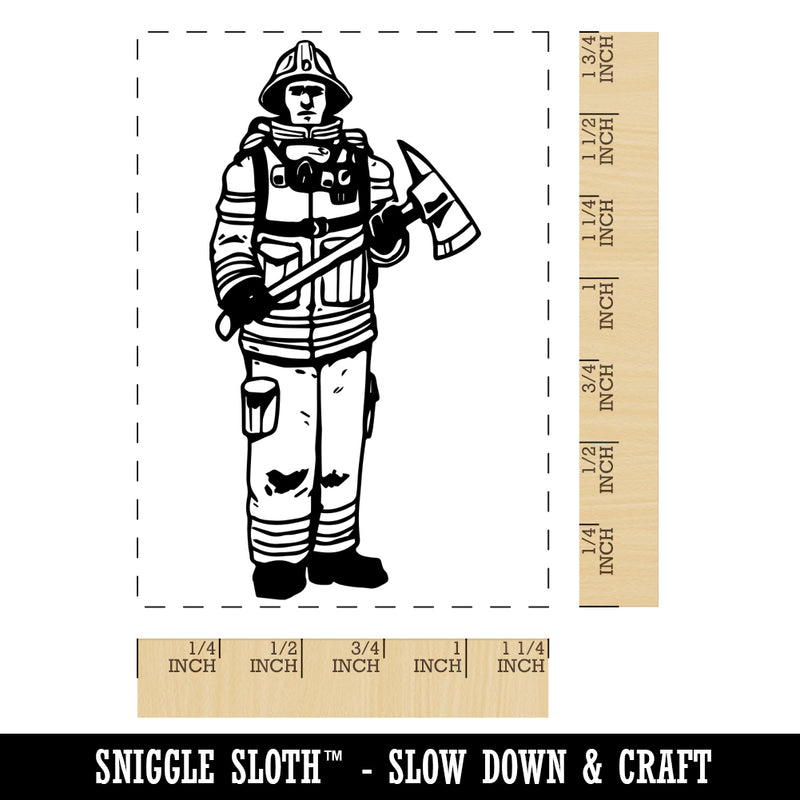 Fireman Firefighter Rescue with Axe Rectangle Rubber Stamp for Stamping Crafting