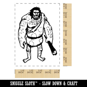 Hairy Caveman Neanderthal with Club Rectangle Rubber Stamp for Stamping Crafting