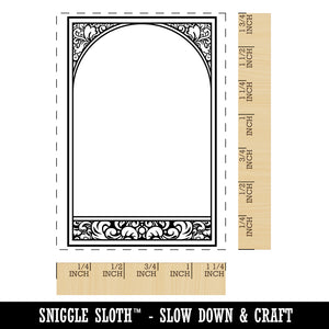 Intricate Arched Floral Frame Rectangle Rubber Stamp for Stamping Crafting