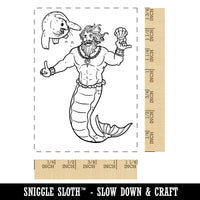 Merman Mermaid Training Seal Puppy with Clam Shell Rectangle Rubber Stamp for Stamping Crafting