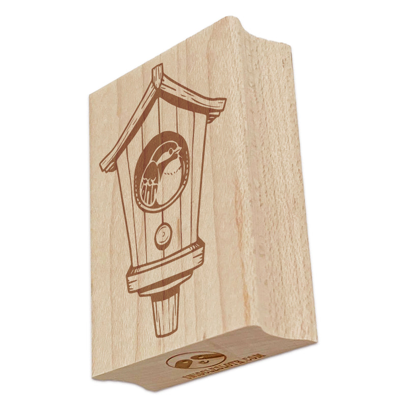 Round Bird in Wood Birdhouse Rectangle Rubber Stamp for Stamping Crafting