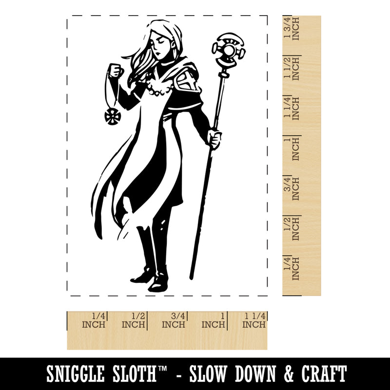RPG Class Priest Cleric Healer Acolyte Rectangle Rubber Stamp for Stamping Crafting