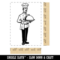 Sous Chef De Cuisine Kitchen Cook with Serving Tray Rectangle Rubber Stamp for Stamping Crafting