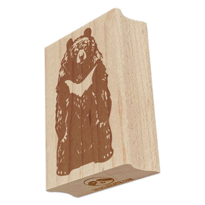 Standing Asian Black Bear White Chested Moon Bear Rectangle Rubber Stamp for Stamping Crafting