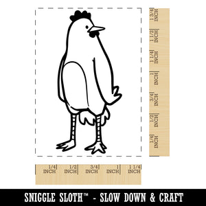 Tall Chicken Standing and Staring Rectangle Rubber Stamp for Stamping Crafting