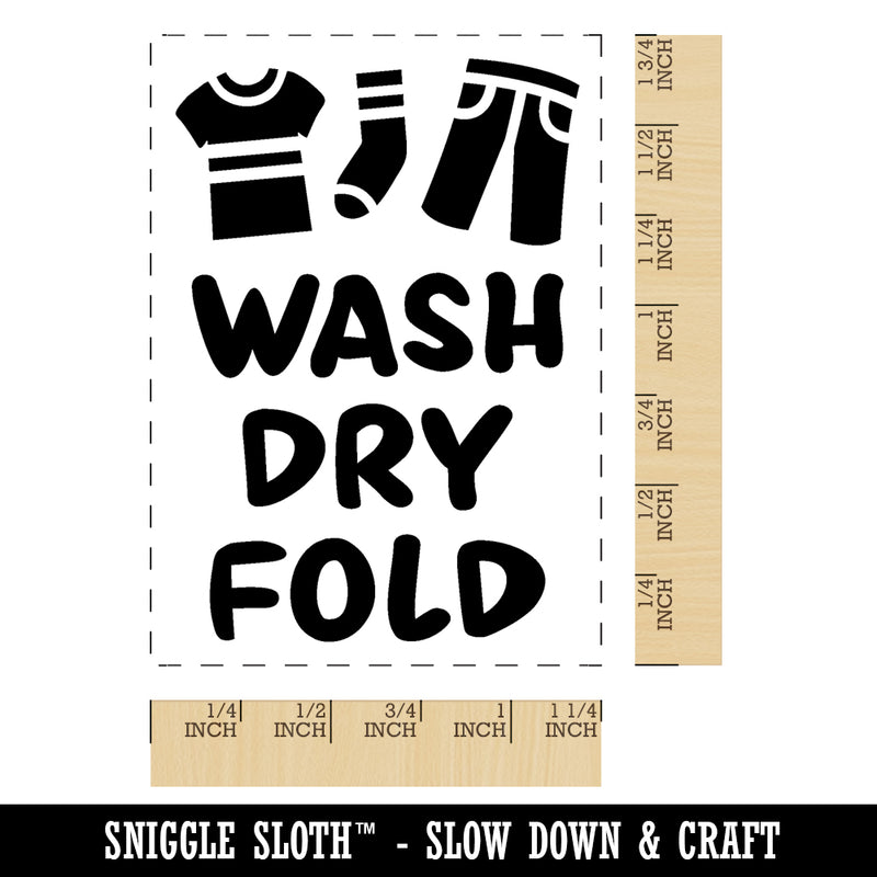 Laundry Wash Dry Fold Rectangle Rubber Stamp for Stamping Crafting