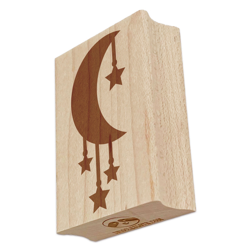 Moon with Hanging Stars Rectangle Rubber Stamp for Stamping Crafting