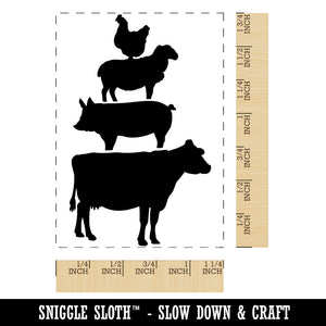 Chicken Sheep Pig Cow Stacked Farm Animals Rectangle Rubber Stamp for Stamping Crafting