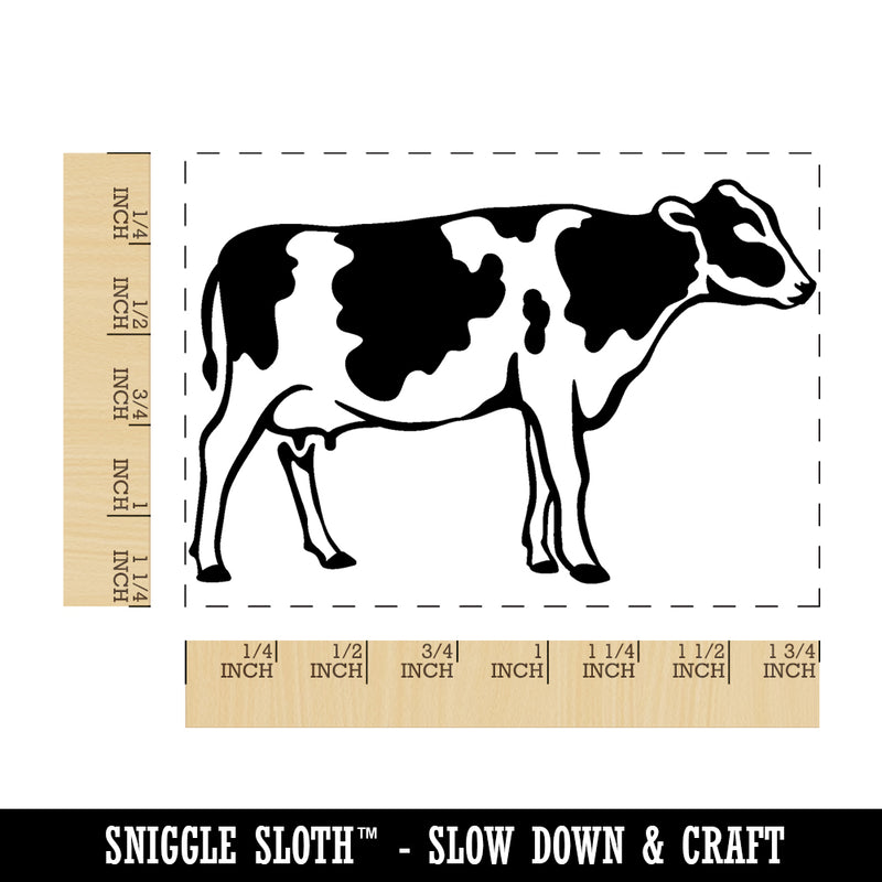 Farm Dairy Cow Milk Side Rectangle Rubber Stamp for Stamping Crafting