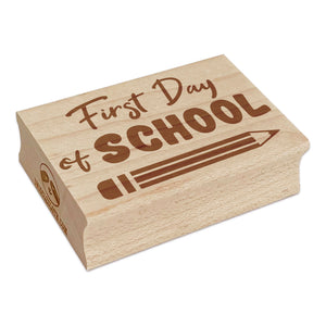 First Day of School Pencil Rectangle Rubber Stamp for Stamping Crafting