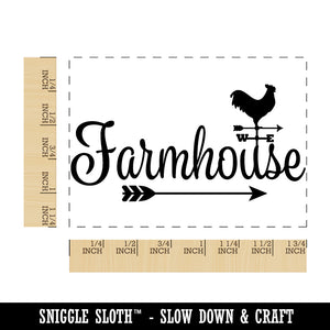 Farmhouse Script Font Arrow Rooster Weathervane Rectangle Rubber Stamp for Stamping Crafting