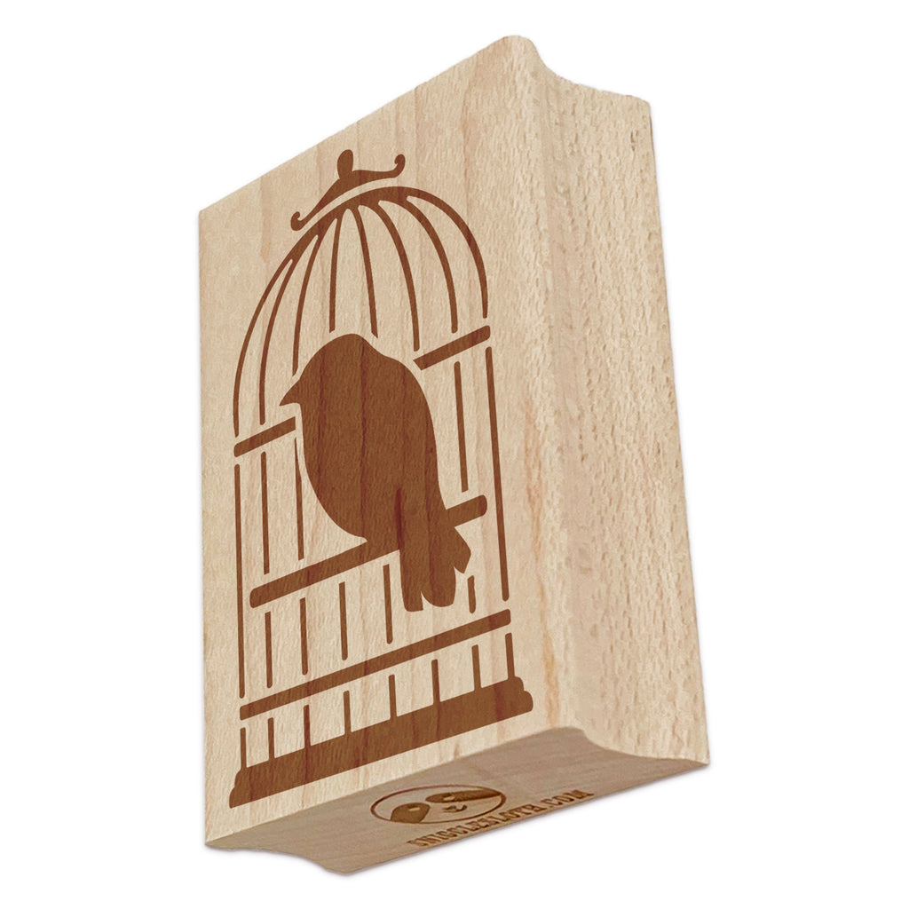 Pet Wire Bird in Birdcage Rectangle Rubber Stamp for Stamping Crafting