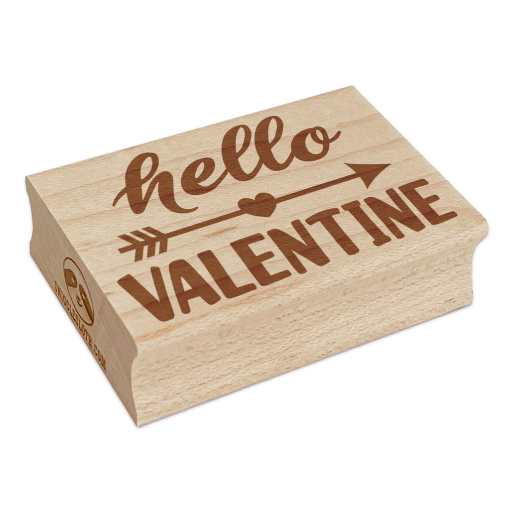Hello Valentine Valentine's Day Rectangle Rubber Stamp for Stamping Crafting